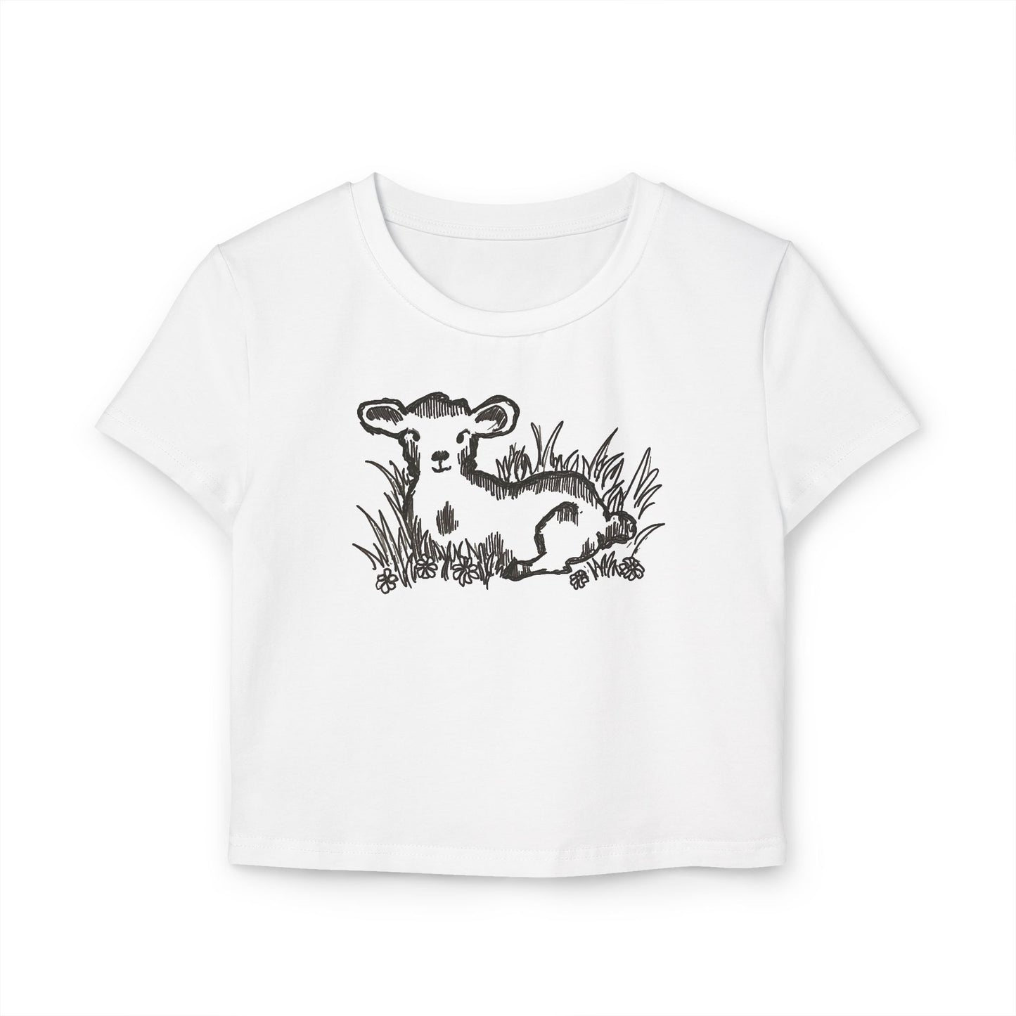 Spring Lamb line art women’s baby tee