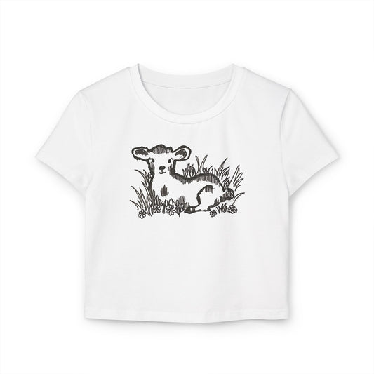 Spring Lamb line art women’s baby tee