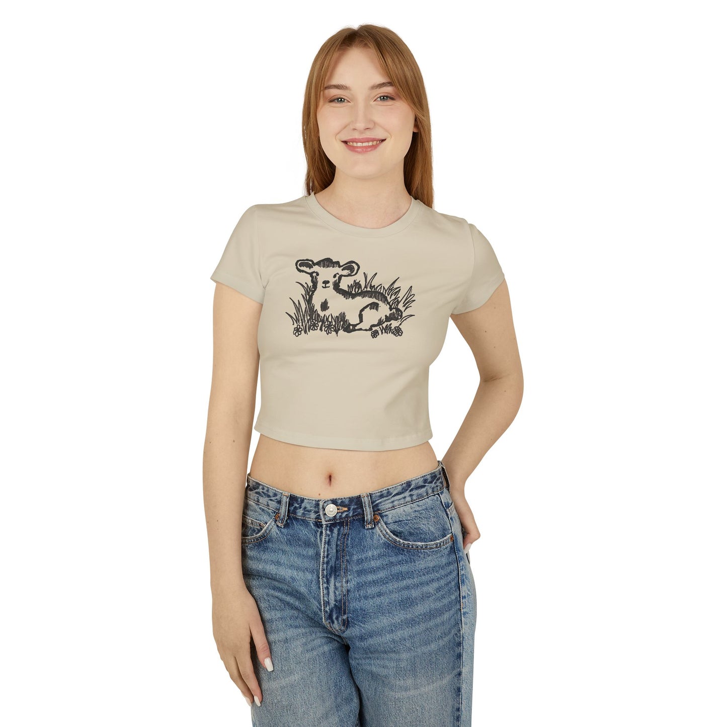 Spring Lamb line art women’s baby tee