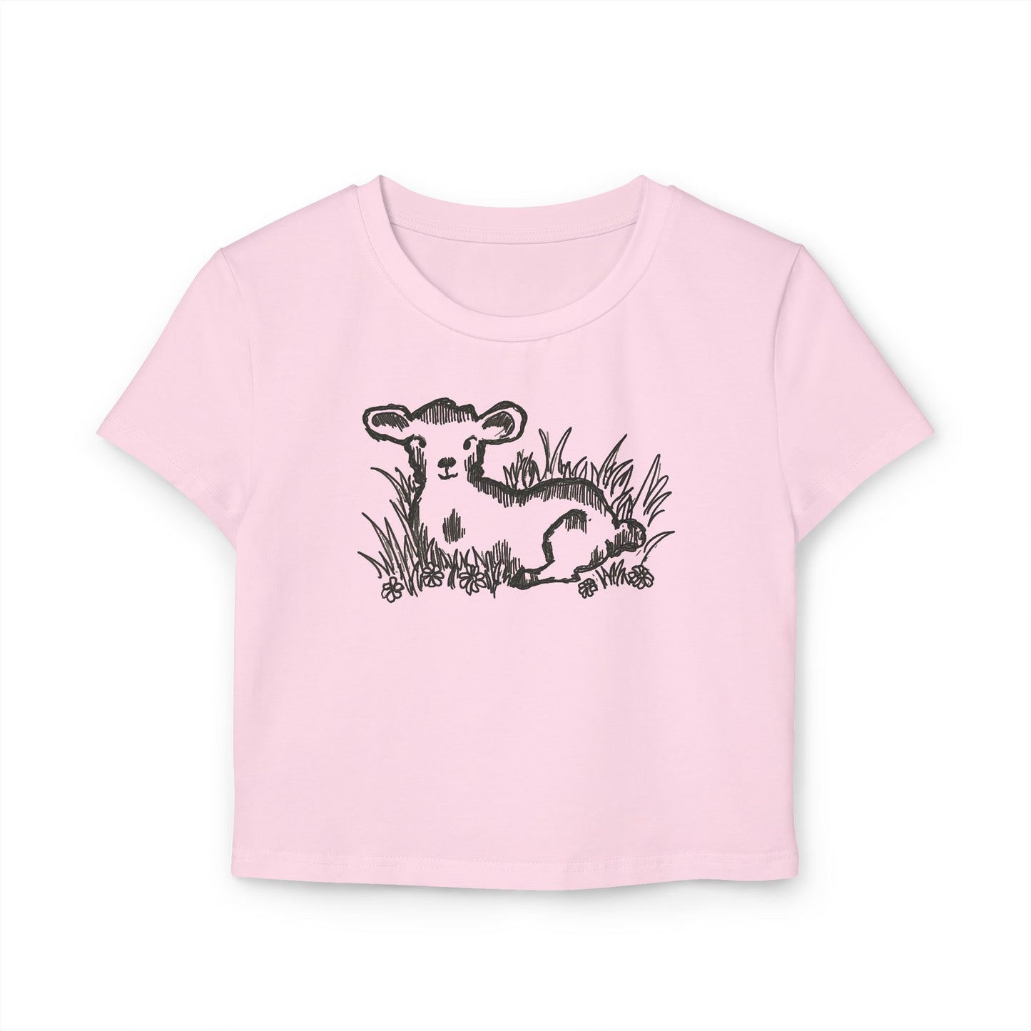 Spring Lamb line art women’s baby tee