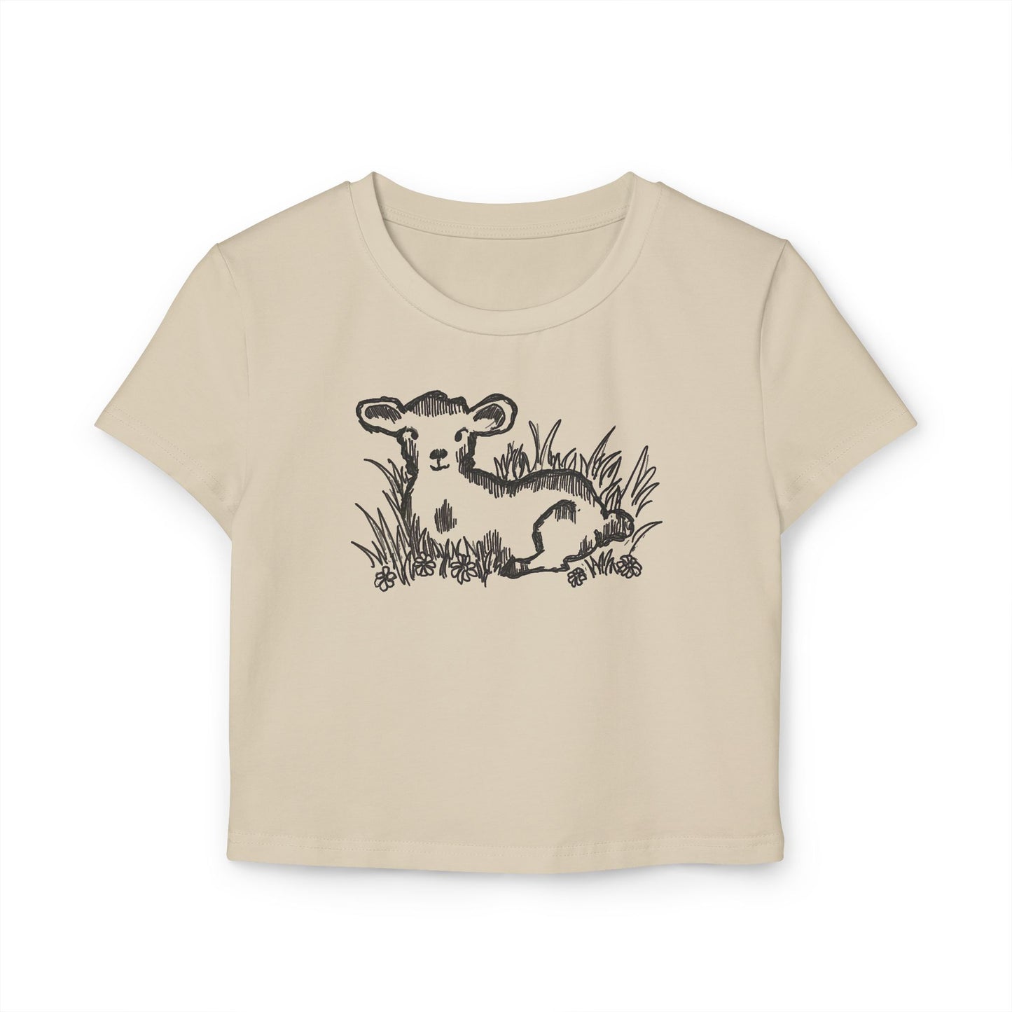 Spring Lamb line art women’s baby tee